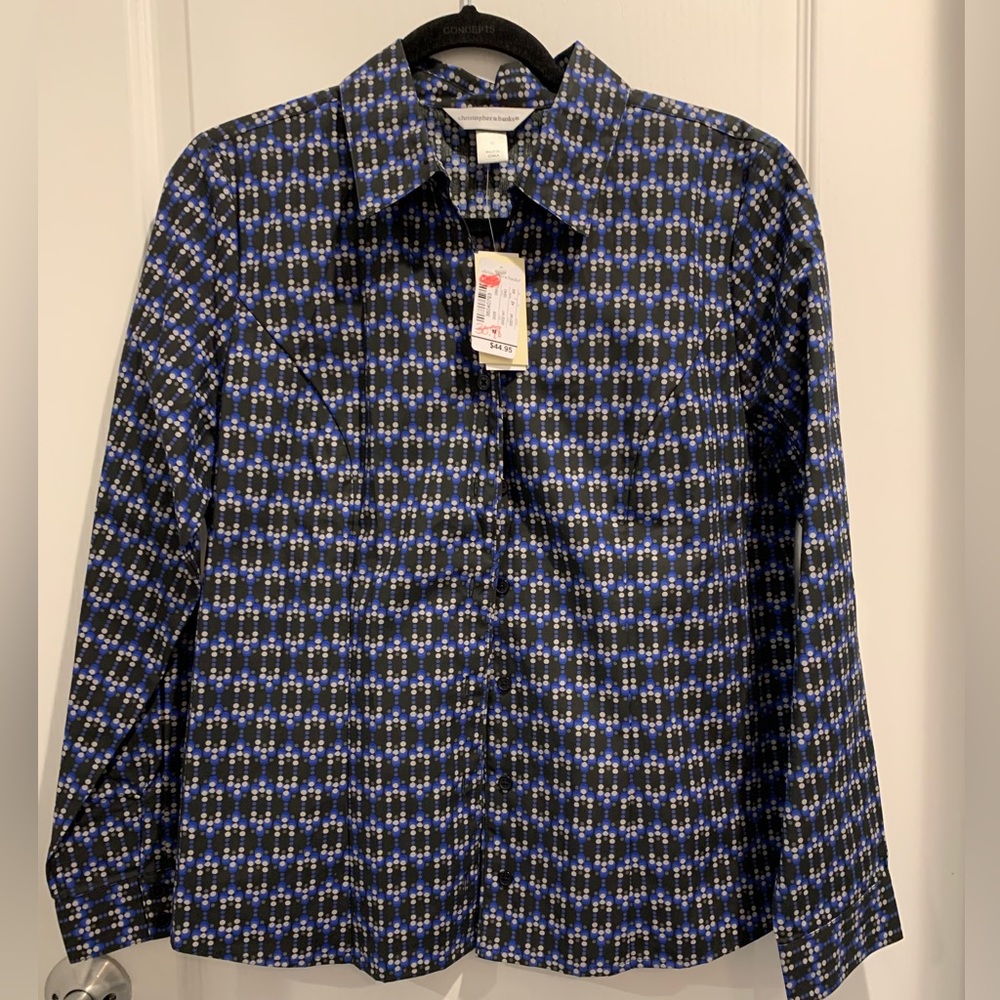 Christopher&Banks Women Medium NWT Dress Shirt/Button Down Long Sleeve Casual